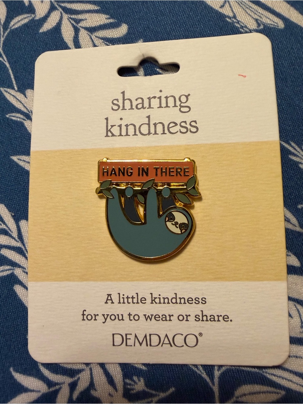 DEMDACO 'Hang In There' Sloth Enamel Pin - Blue & Orange